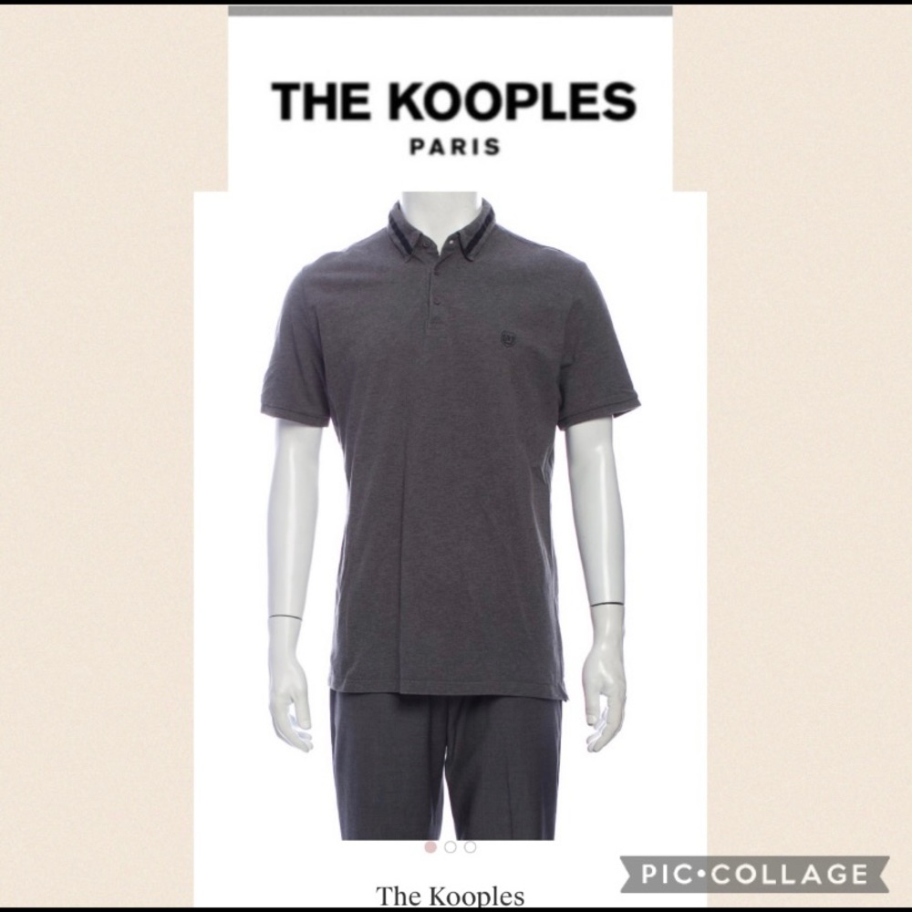 The Kooples Paris polo gray short sleeve button shirt
